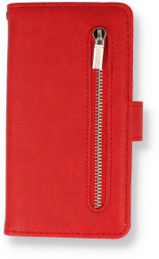 Луксозен кожен калъф тефтер с цип и визитник за Samsung Galaxy S7 Edge G935 червен